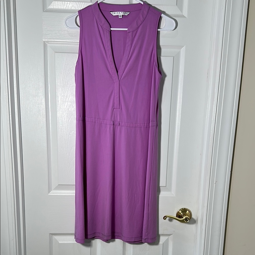Trina Turk Purple Sheath Midi Dress V-Neck Sleeveless - Picture 2 of 9